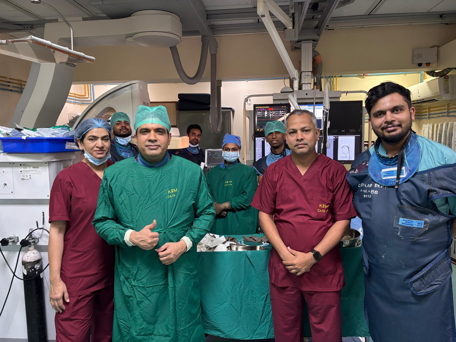 The paediatric cardiac team in theatre during a procedure